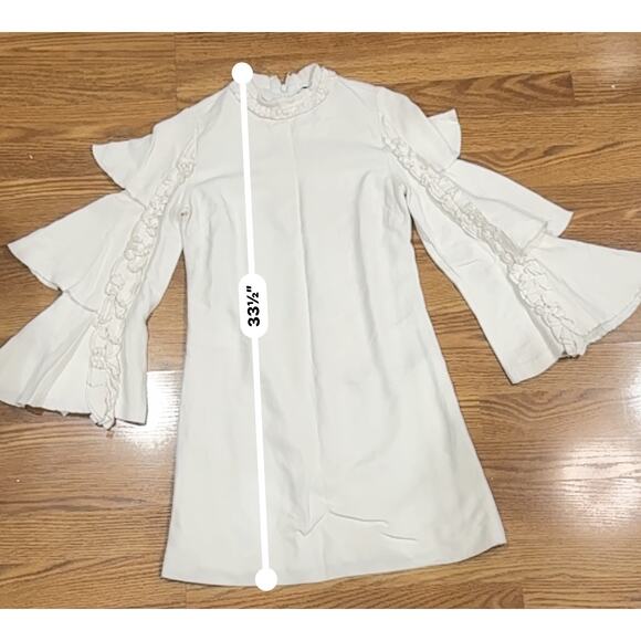 Alexis Tiered flared long sleeves London mini ivory Dress XS - Picture 7 of 11